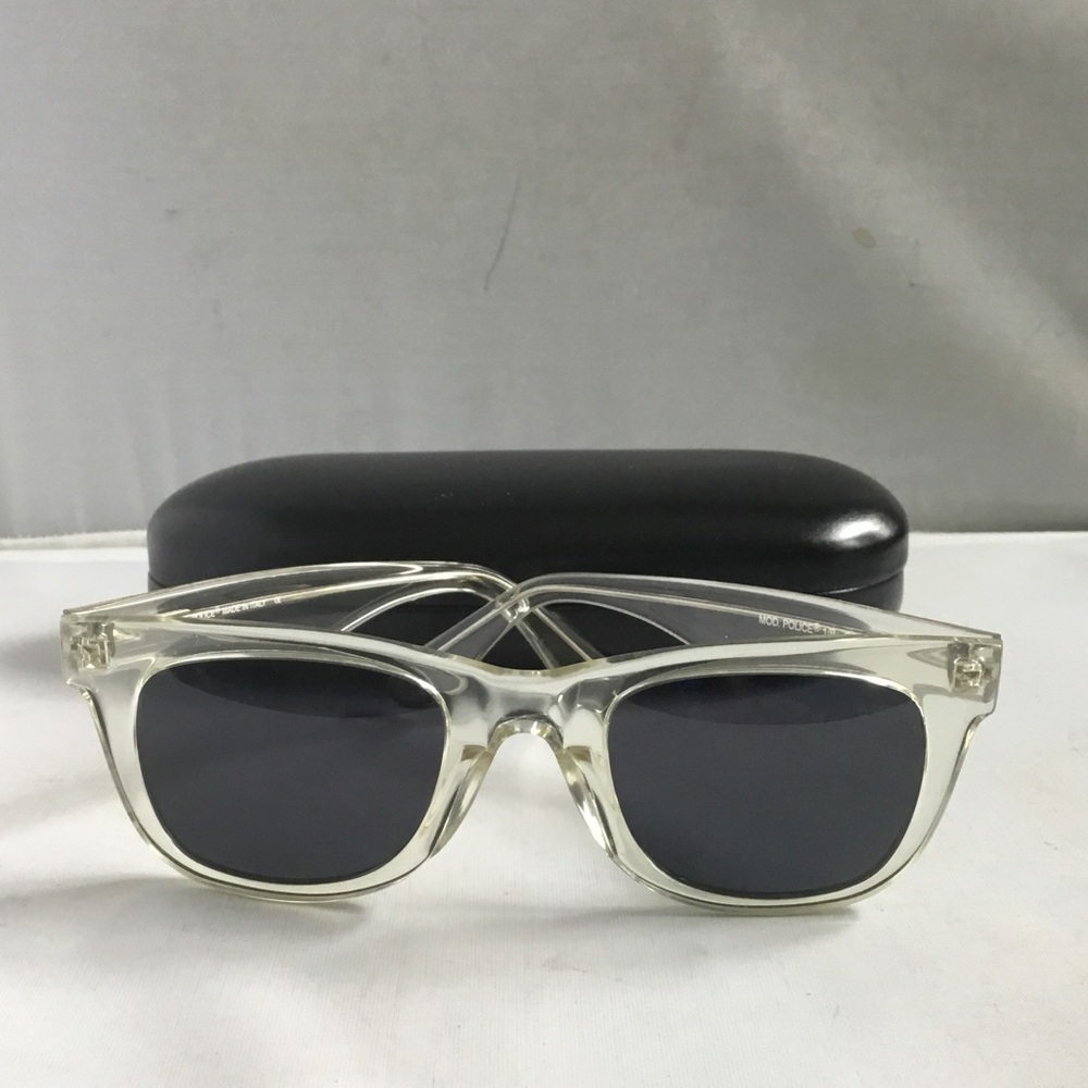 Police Clear Frame Sunglasses with Black Lenses